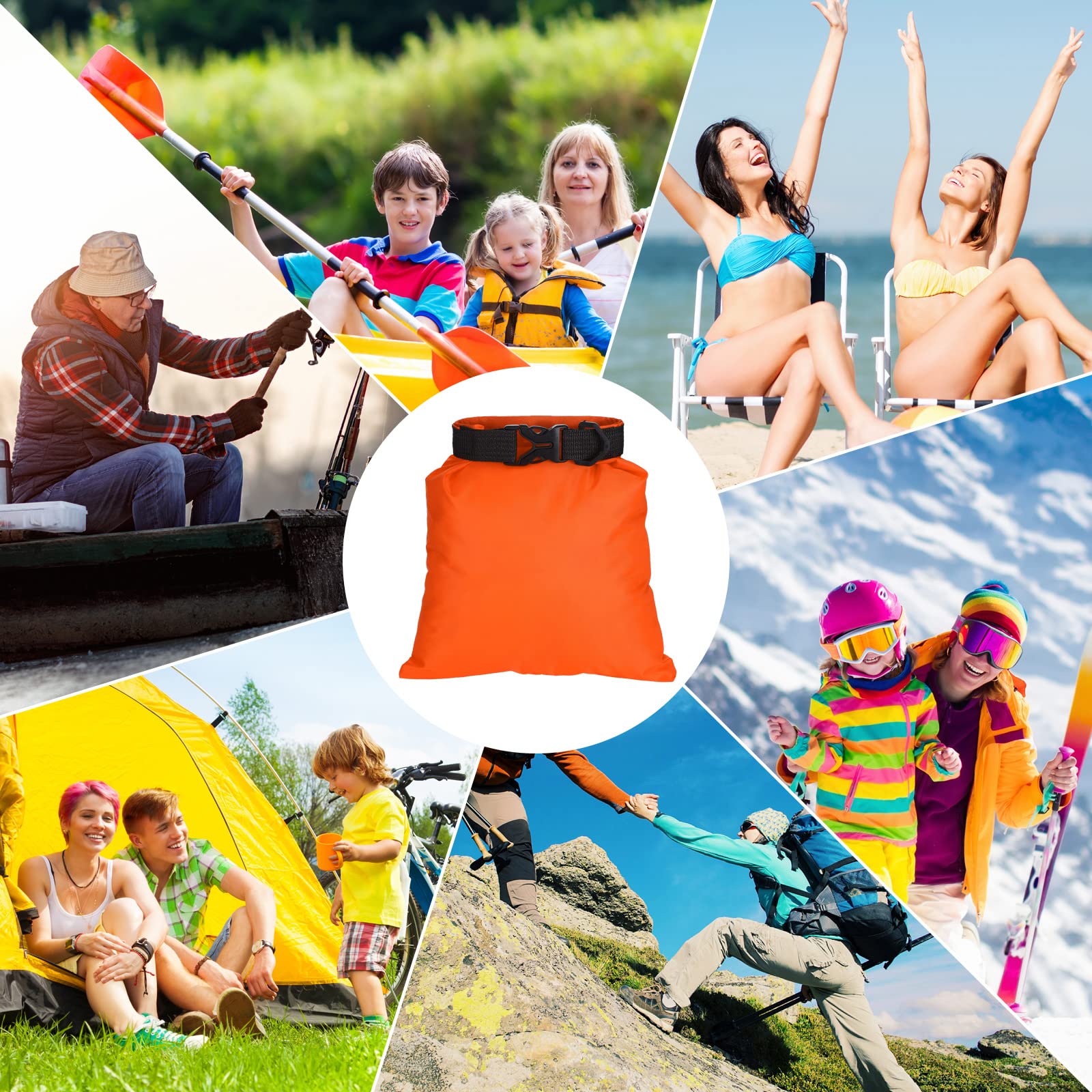 LEIFIDE Ultraleichte Trockentaschen, 5 Größen, leicht, luftdicht, wasserdicht, Ripstop-Campingausrüstung, tragbarer Roll-Top-Trockensack für Rucksackreisen, Kajakfahren, Wandern, Schwimmen, Bootfahren