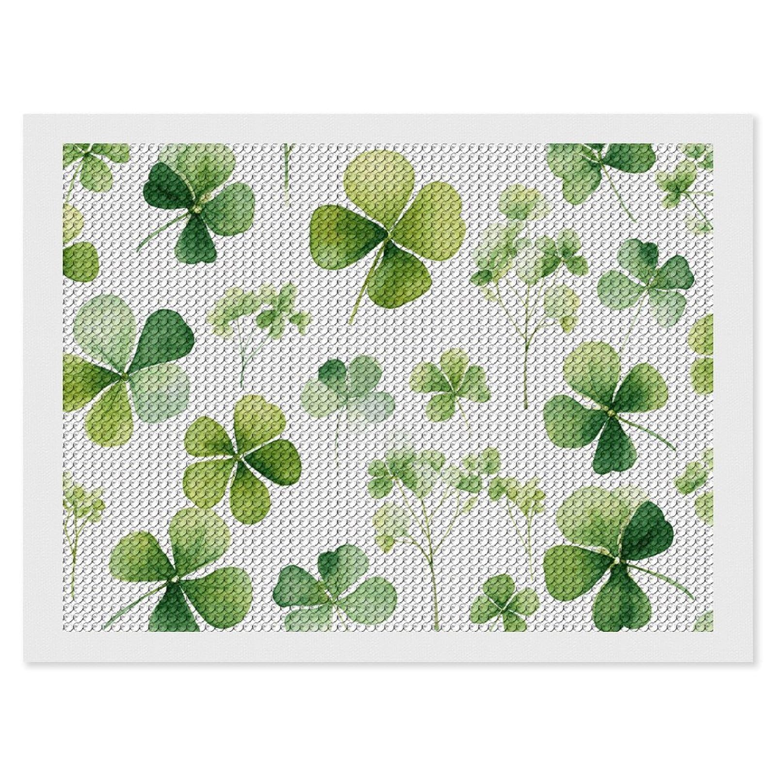 Clover Diamond Art Kits for Adults, DIY 5D Diamonds Painting Kits for Beginner, Round Full Drill Diamond Dots Painting, 12"x16" Diamonds Pictures Gem Art and Crafts Wall Decor