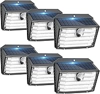Claoner Solar Motion Sensor Lights Outdoor 126 LEDs 800 Lumens IP65 Waterproof 3 Modes 270° Angle 6 Pack Fence Deck Patio Lights