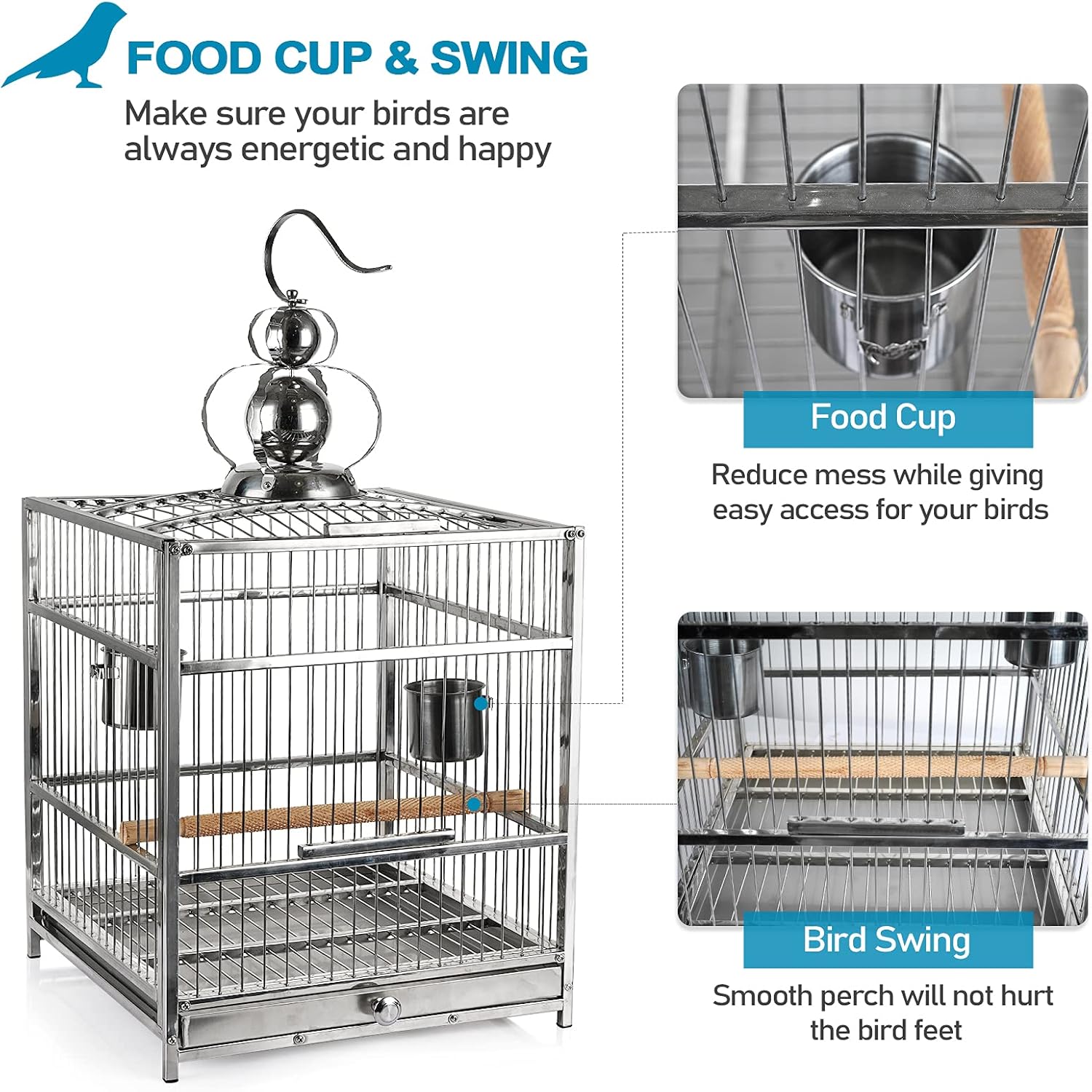 Lilithye Hanging Bird Cage Parakeet Cage Accessories Outdoor Pet Bird Travel Cages Perches with Stand for Conure Canary Parekettes Macaw Finch Cockatoo Budgie Cockatiels : Pet Supplies