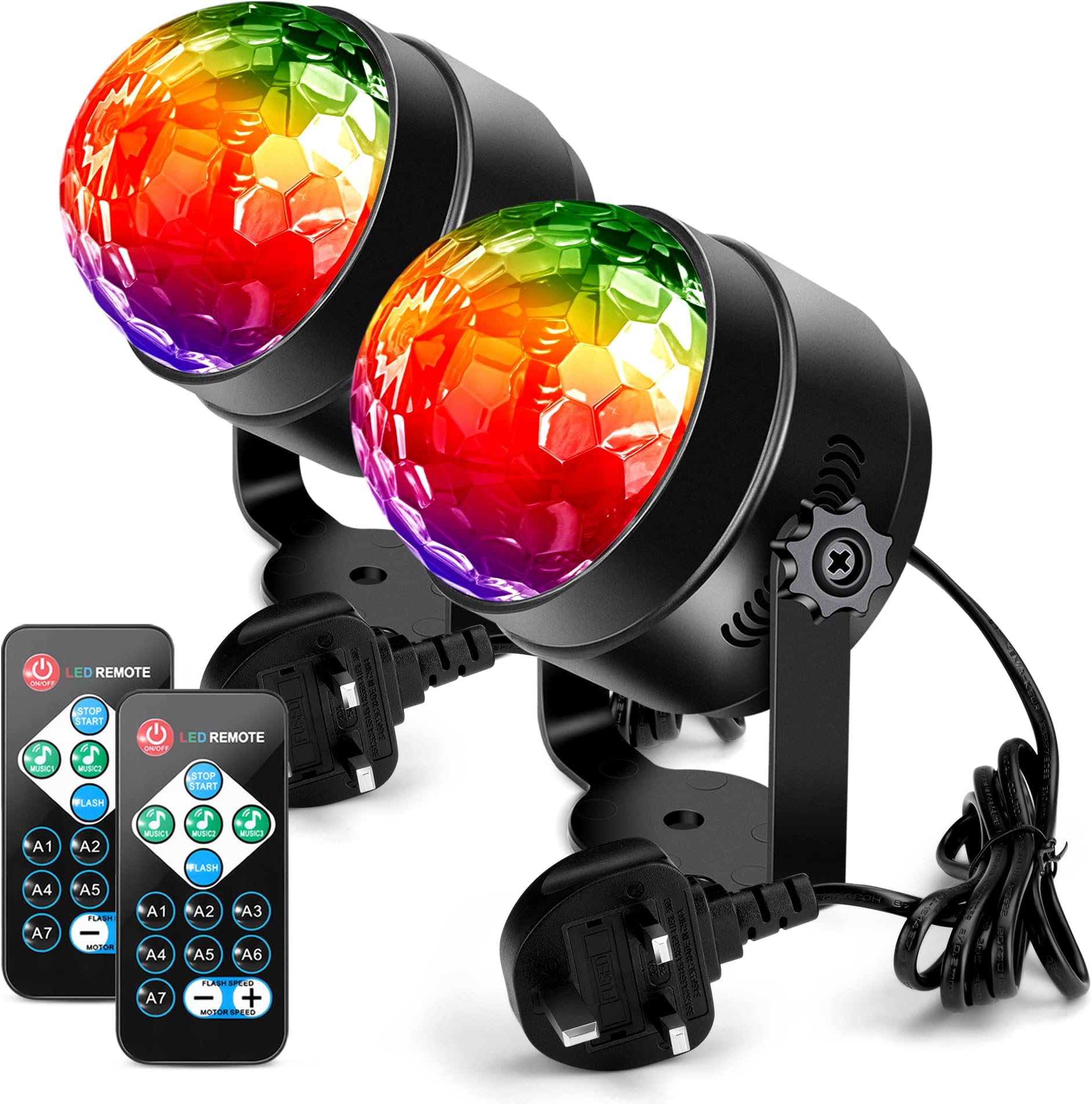 Disco Lights Disco Ball,Litake 2 Pack Party Lights Remote Control DJ Stage Lights 3W 3 Colours 7 Mode Sound Activated Strobe Lighting for Xmas Party Pub Wedding Club Show