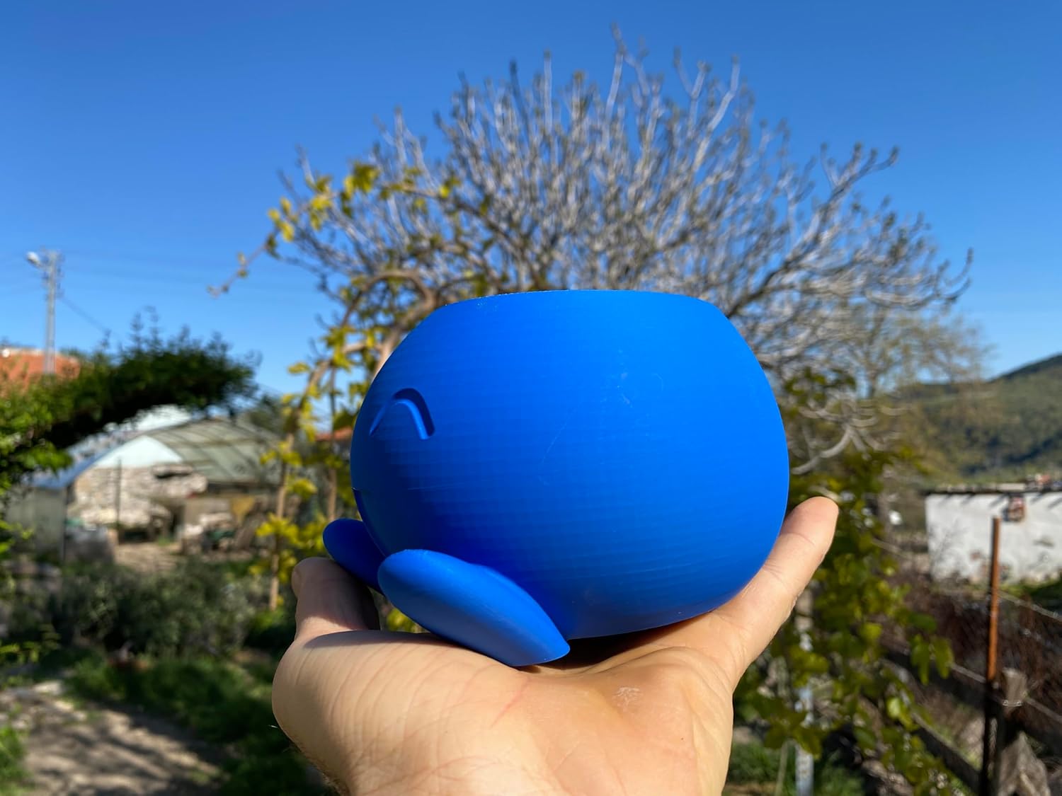 Oddish Inspired Planter | Cute 3D Printed Blue Plant Pot | Indoor Succulent or Cactus Planter | PLA Eco-Friendly Desk Decor Gift
