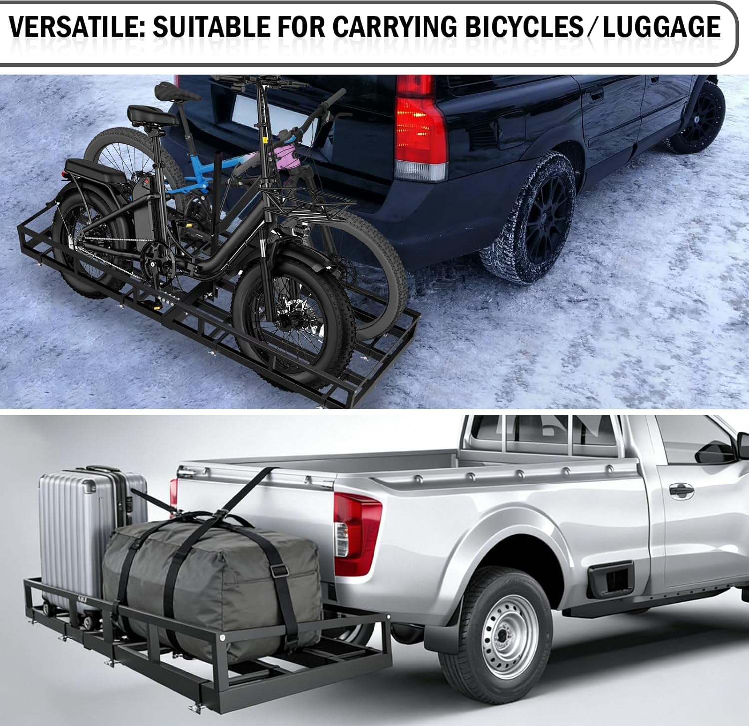 2-Bike Hitch Rack for 2" Receiver - Convertible Bike Carrier & Cargo Carrier Platform, Heavy-Duty Hitch Mount Bicycle Rack for Cars, SUVs, Trucks