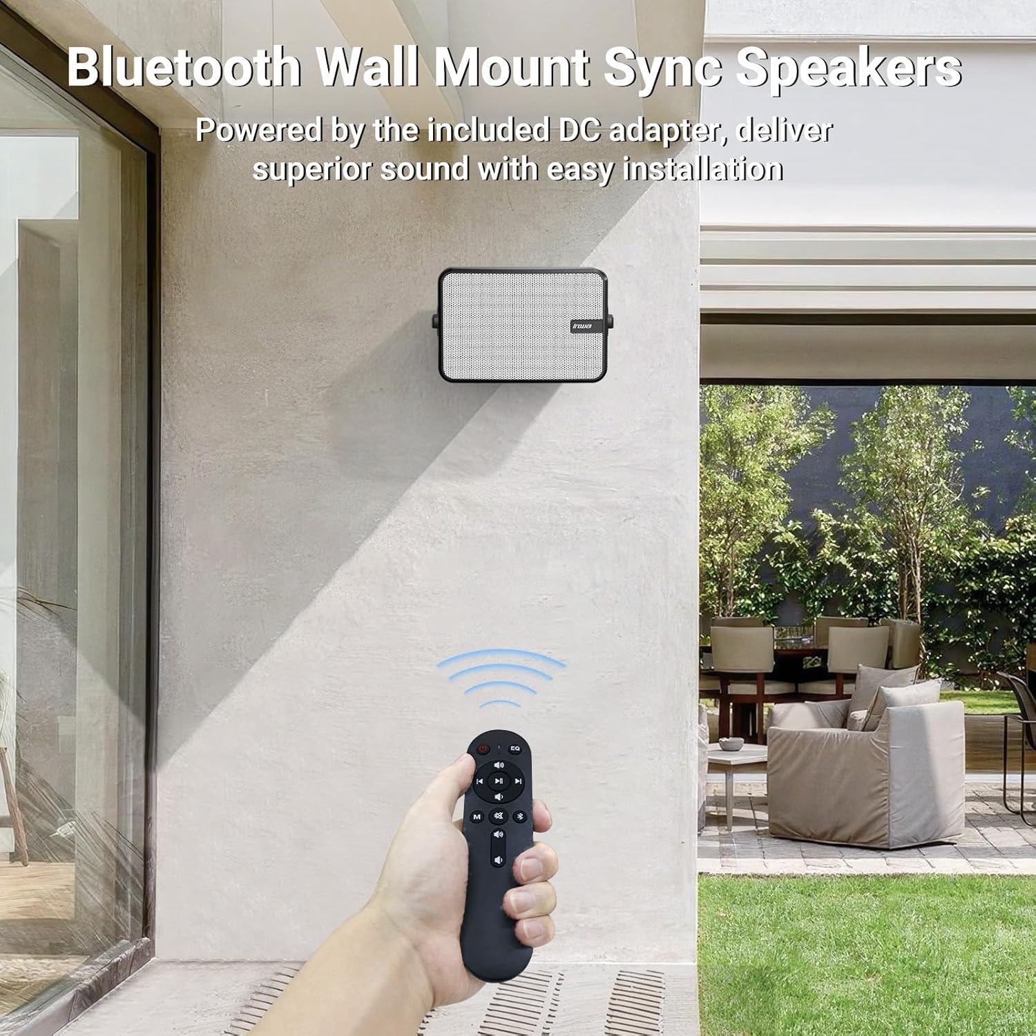 Inwa Outdoor Bluetooth Speakers, Waterproof Wall Mount Speaker, Powerful Indoor/Outdoor Sound System, Wireless Sync Up to 100 Speakers, Suitable for Patio/Porch/Gazebo/Garage, Pair (MZ-658) - Image 2