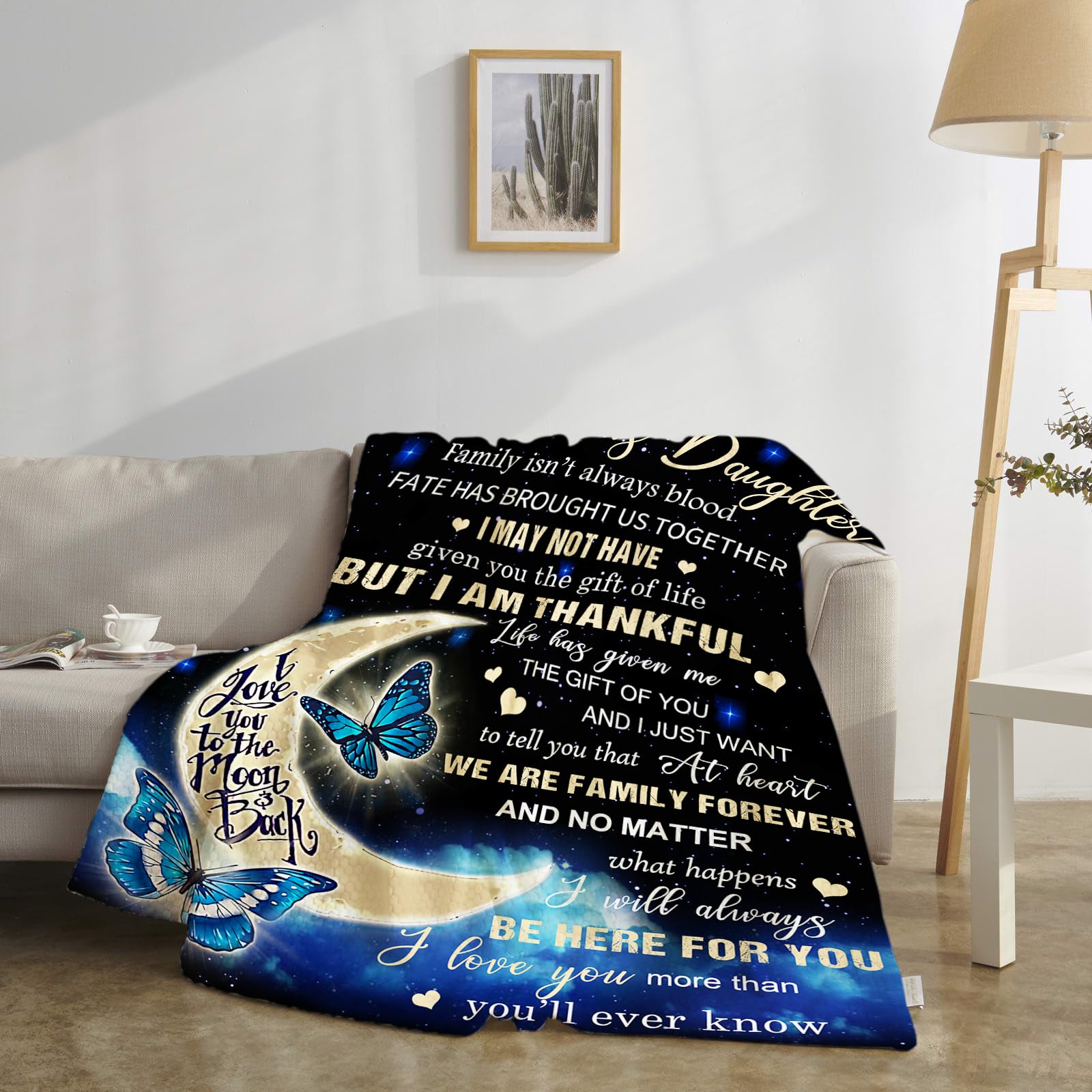 Bonus Daughter Gifts, Step Daughter Gifts from Stepmom Stepdad, Birthday Graduation Wedding Gifts for Bonus Daughters, Gift for Step Daughter, to My Bonus Daughter Throw Blanket 60"x50"