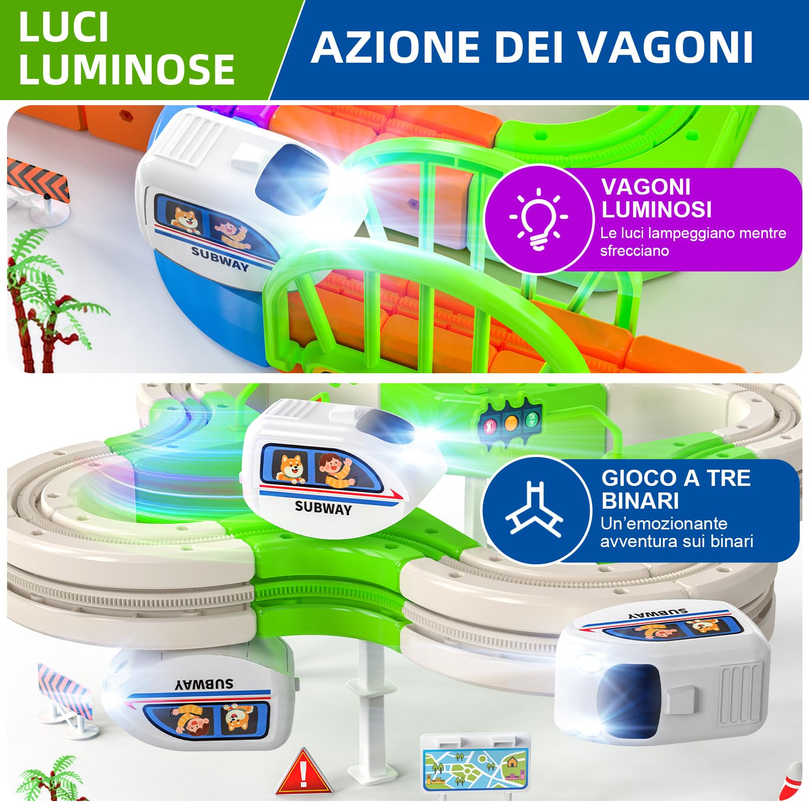 Pista ferroviaria elettrica a cubi da 145 pezzi, set trenino 3D antigravità, gioco fai da te per costruire percorsi, giocattolo educativo STEM e idea regalo creativa per bambini da 3 a 8 anni