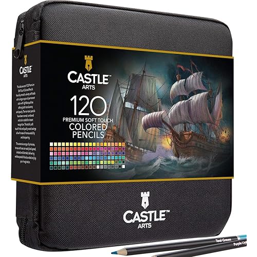 Castle Art Supplies 120 Colored Pencils with Zipper | Quality Soft Coloured Leads for Adult Artists, Professionals and Colorists | In Zipper Pouch