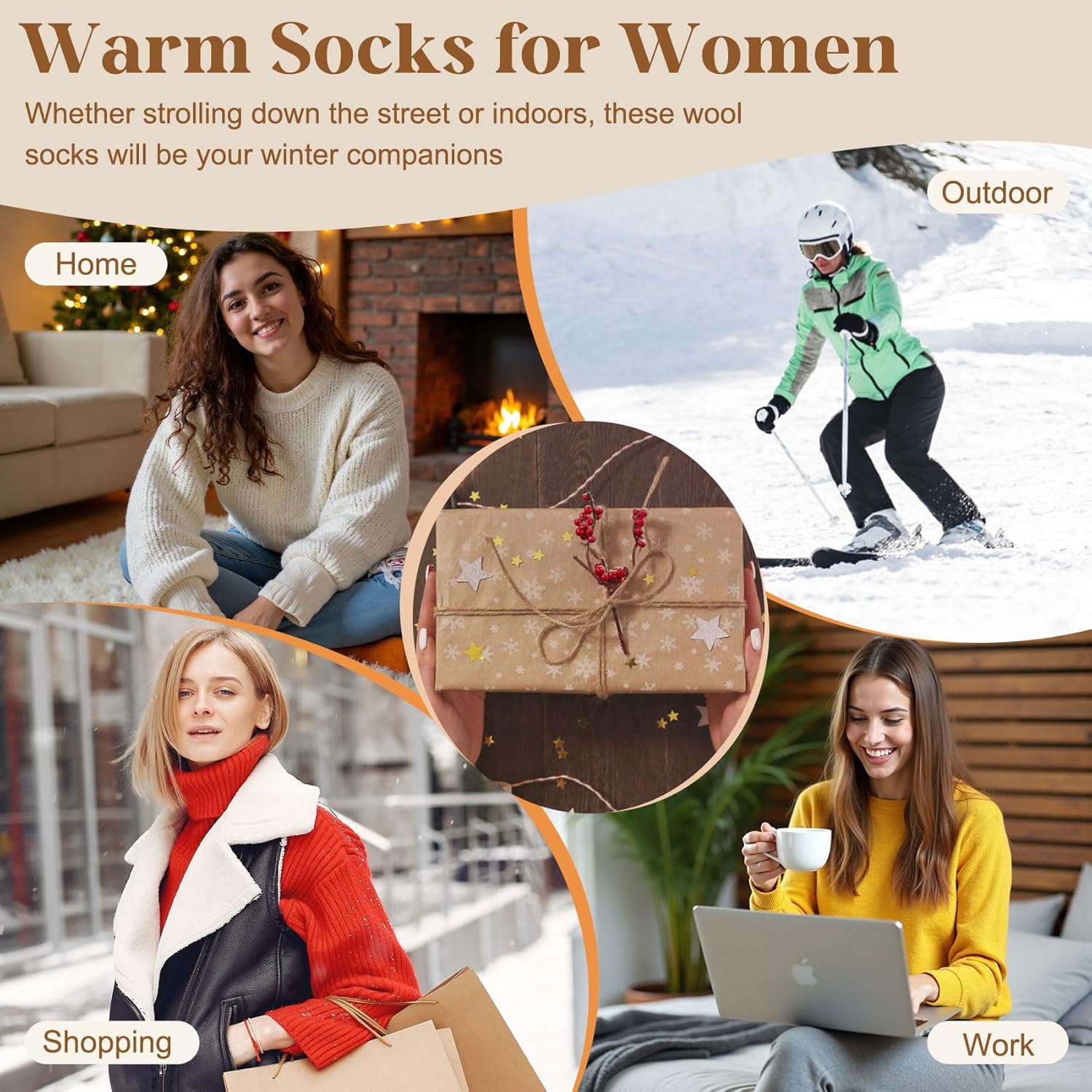 Senker Fashion Boot Socks for Women, Thick Winter Wool Crew Sock Knit Warm Cozy Christmas Stocking Stuffers Gifts - Image 6