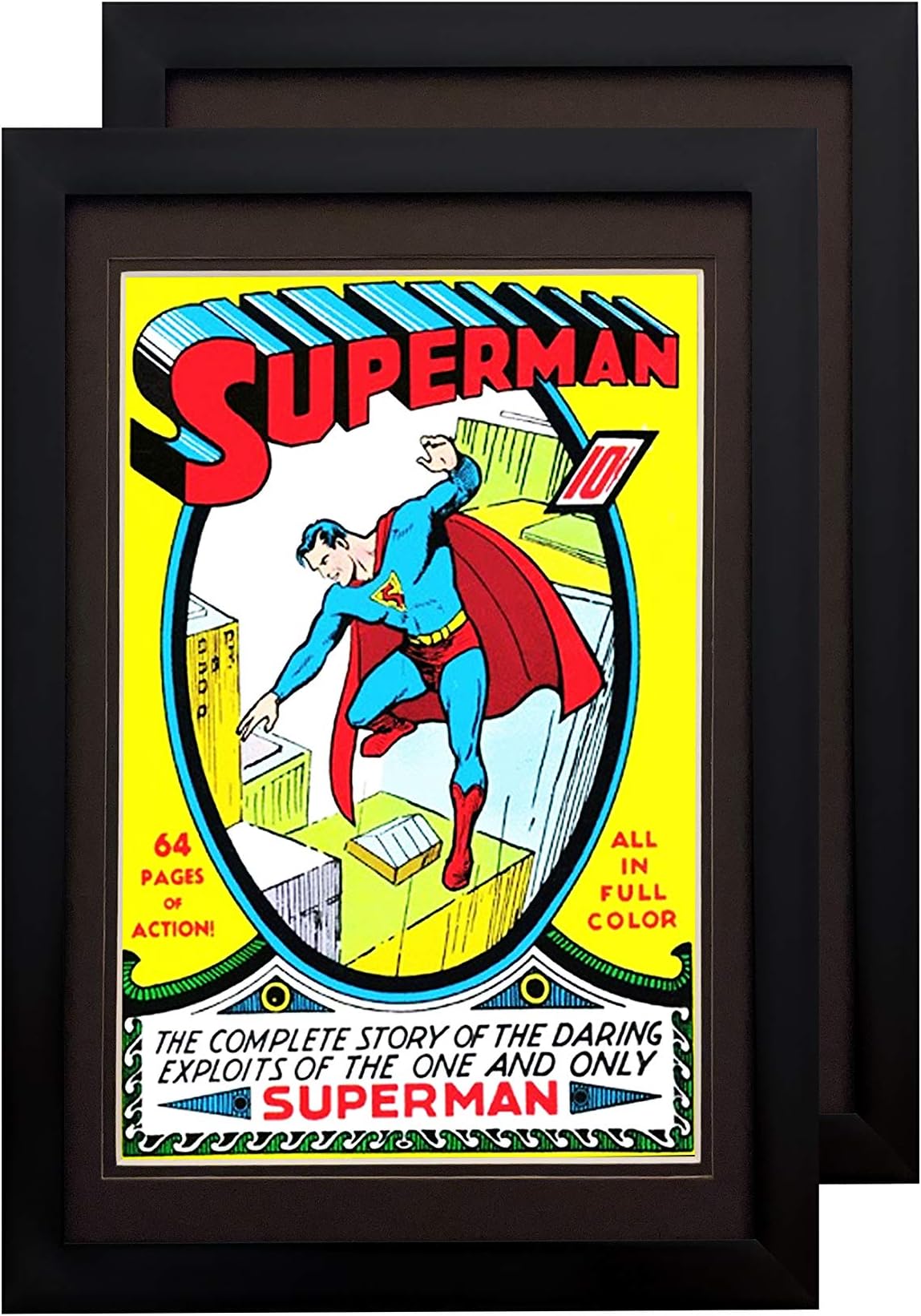 Comic Book Frame 2 Pack, **NEW MDF Frame (Black Frame Black Mat)