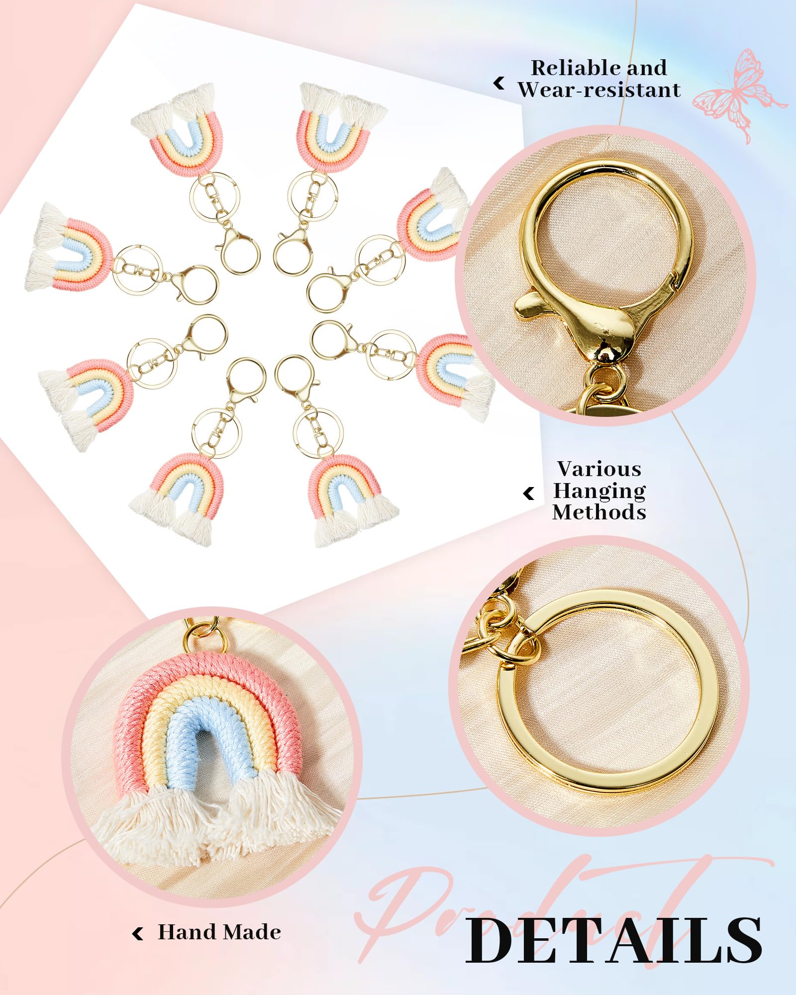 Portachiavi Da Polso Bohémien In Macramè Con Custodia Per Airtag - Design Floreale Fatto A Mano - Regalo Donna Con Moschettone