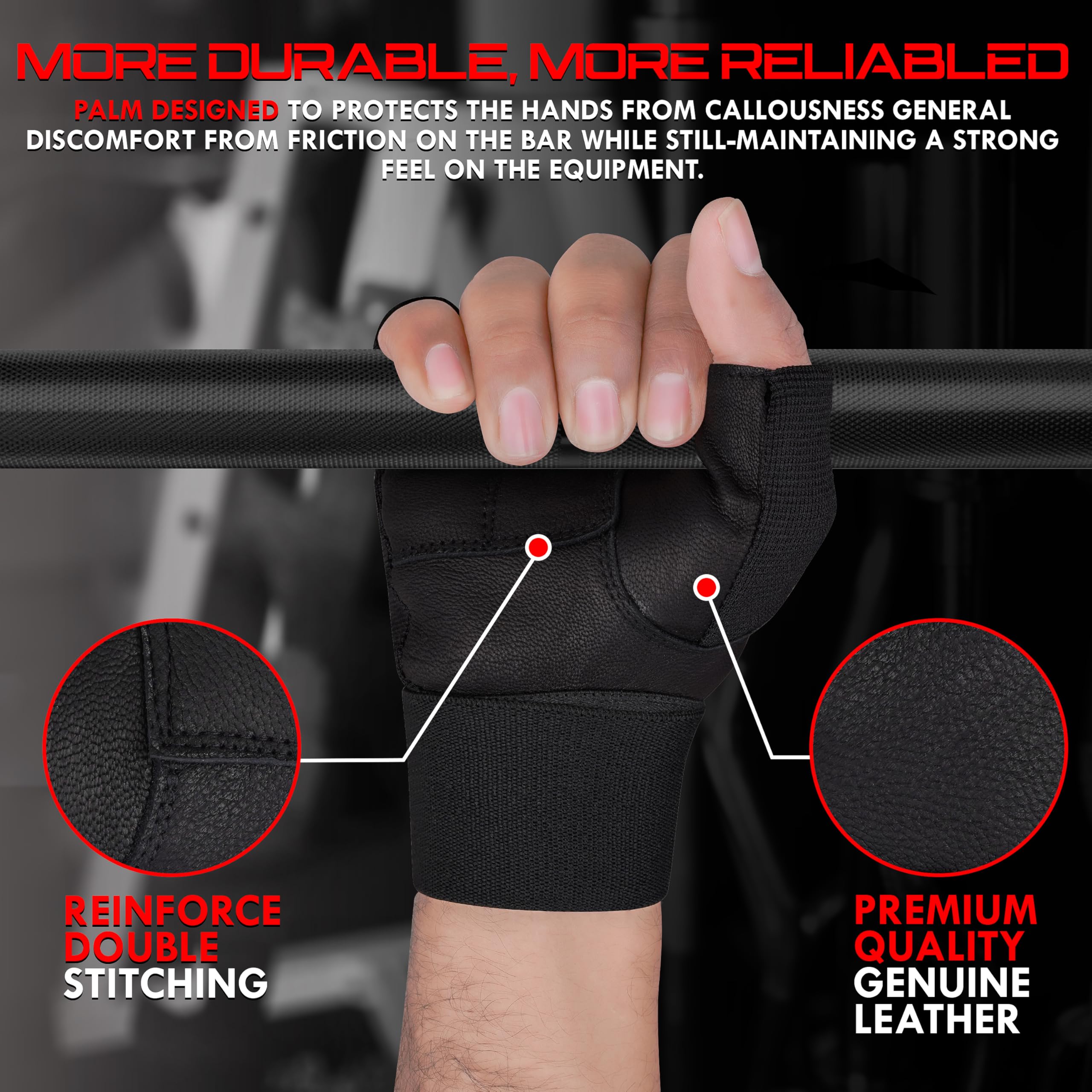 Guanti per sollevamento pesi, guanti da allenamento per uomini e donne, supporto per il polso, palmo antiscivolo, traspiranti e durevoli, per powerlifting, crossfit, allenamento e