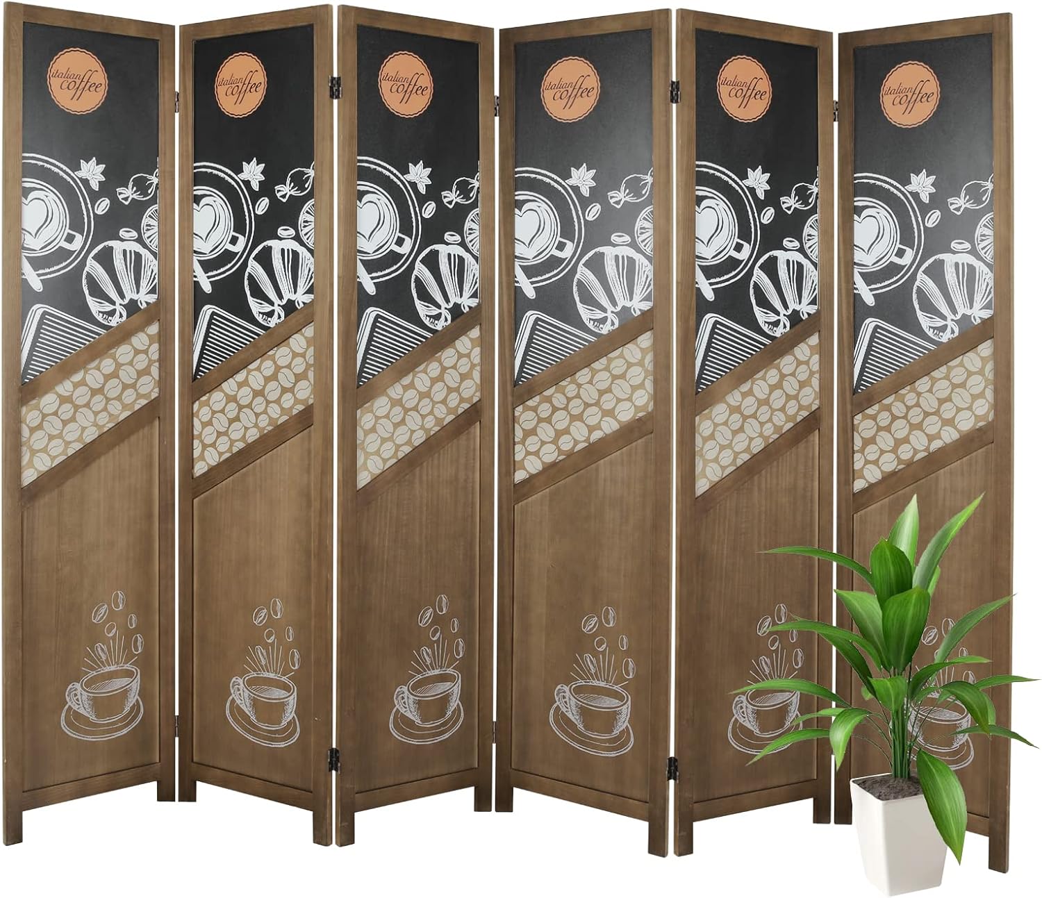 Babion Room Divider 6 Panel, Louver Wood Room Divider, Partition Room Dividers and