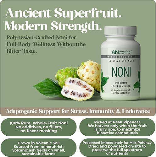 Miniatura 2 de American Nutriceuticals Noni - 60 Cápsulas - Potente adaptógeno para una energía equilibrada - 100% polvo de fruta entera