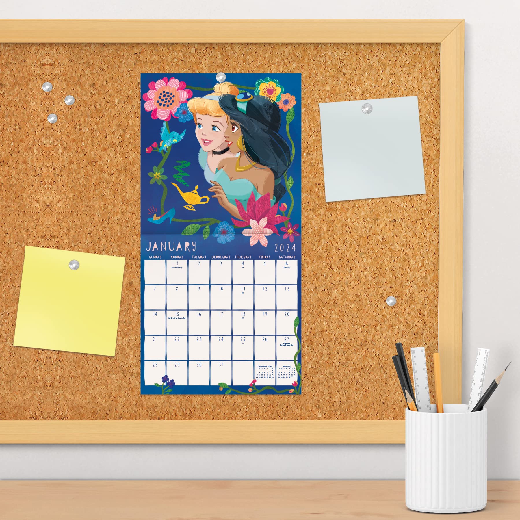 Mini calendario de pared de princesas Disney 2024