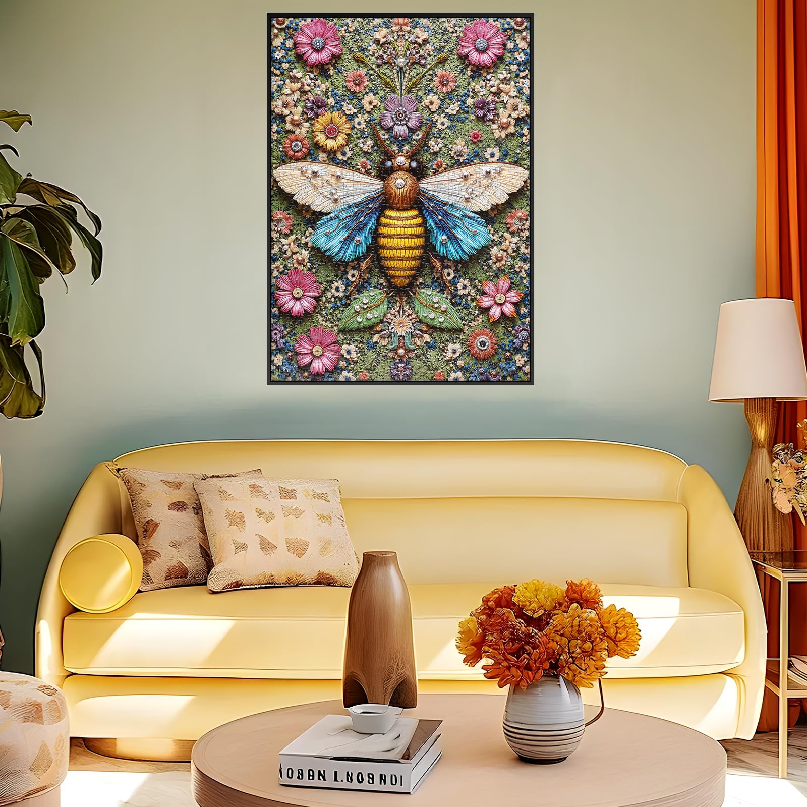 Floral Bee Jigsaw Puzzles 1000 Pieces, Ultra-Difficult Animal Plant Jigsaw Puzzles for Adults 1000 Pieces, Impossible Flower Bee Art Puzzle for Expert Puzzle Lovers, Unique Gift Wall Decor