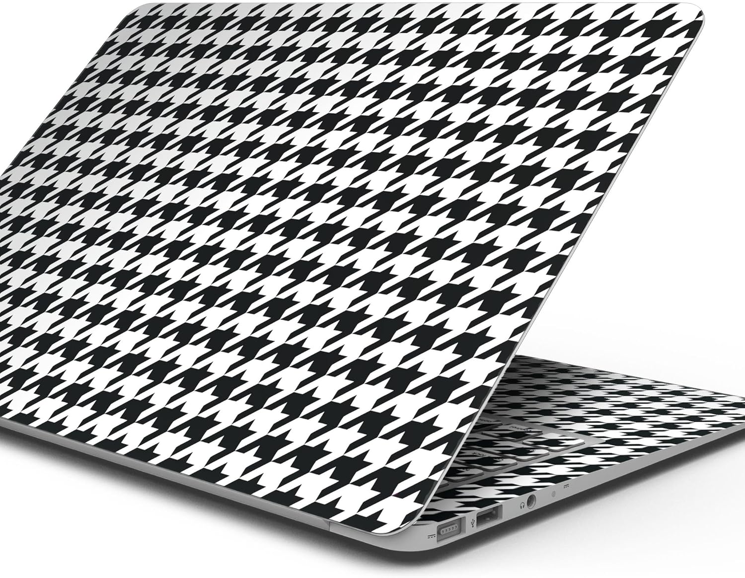 DesignSkinz - Compatible with MacBook 12" Retina (A1534) - Skin Decal Protective Scratch Resistant Vinyl Wrap - Black and White Houndstooth Pattern