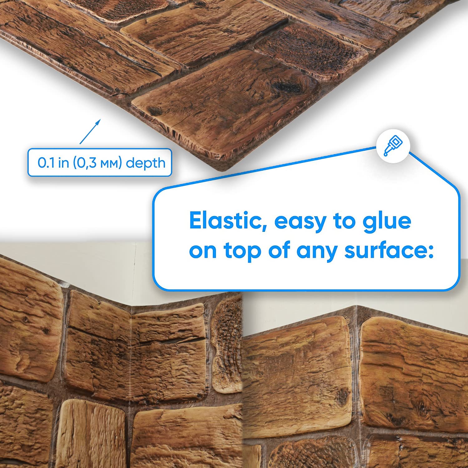 Pannelli di parete in PVC 3D decorativi piastrelle rivestimento (14, Casetta In Legno Di Pino)