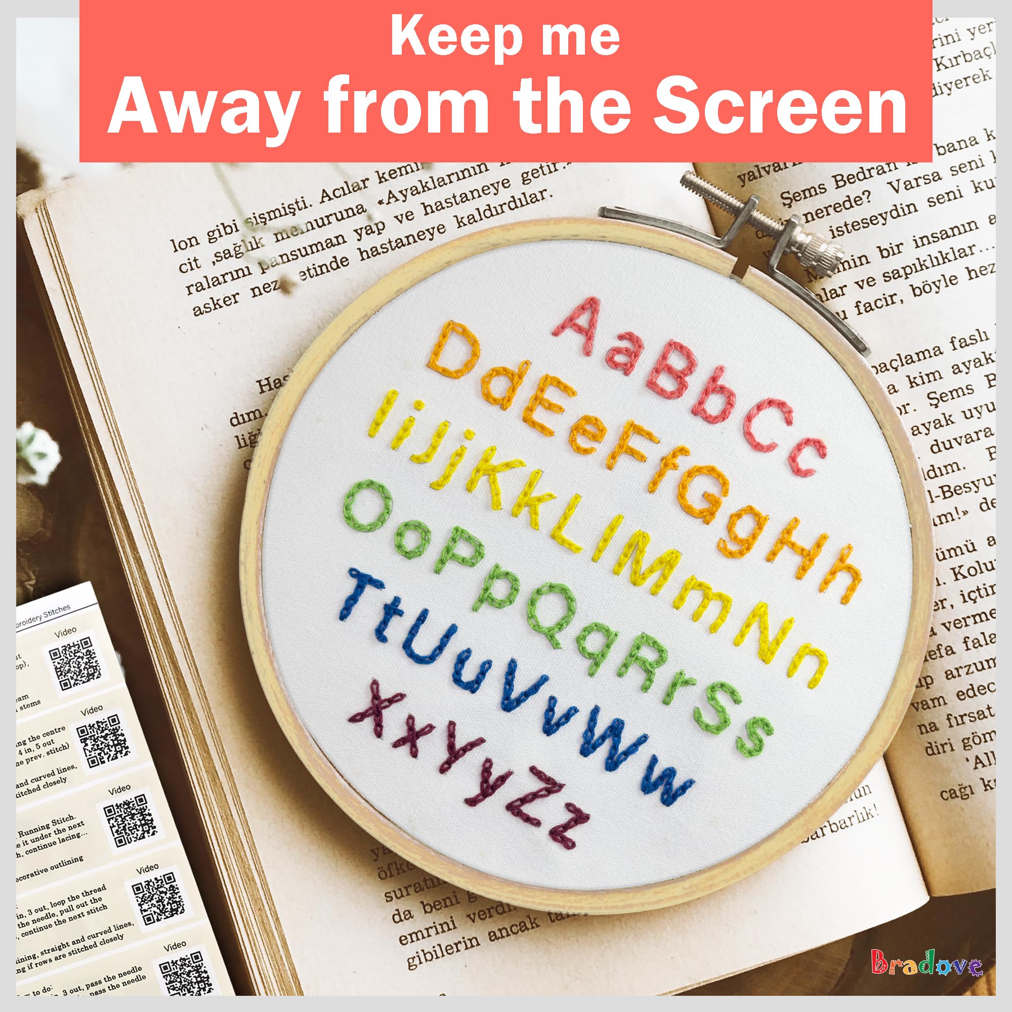 Bradove 3 Sets Alphabet Embroidery Kits for Adults Beginners Kids Stitching Kit with Embroidery Patterns - Image 4