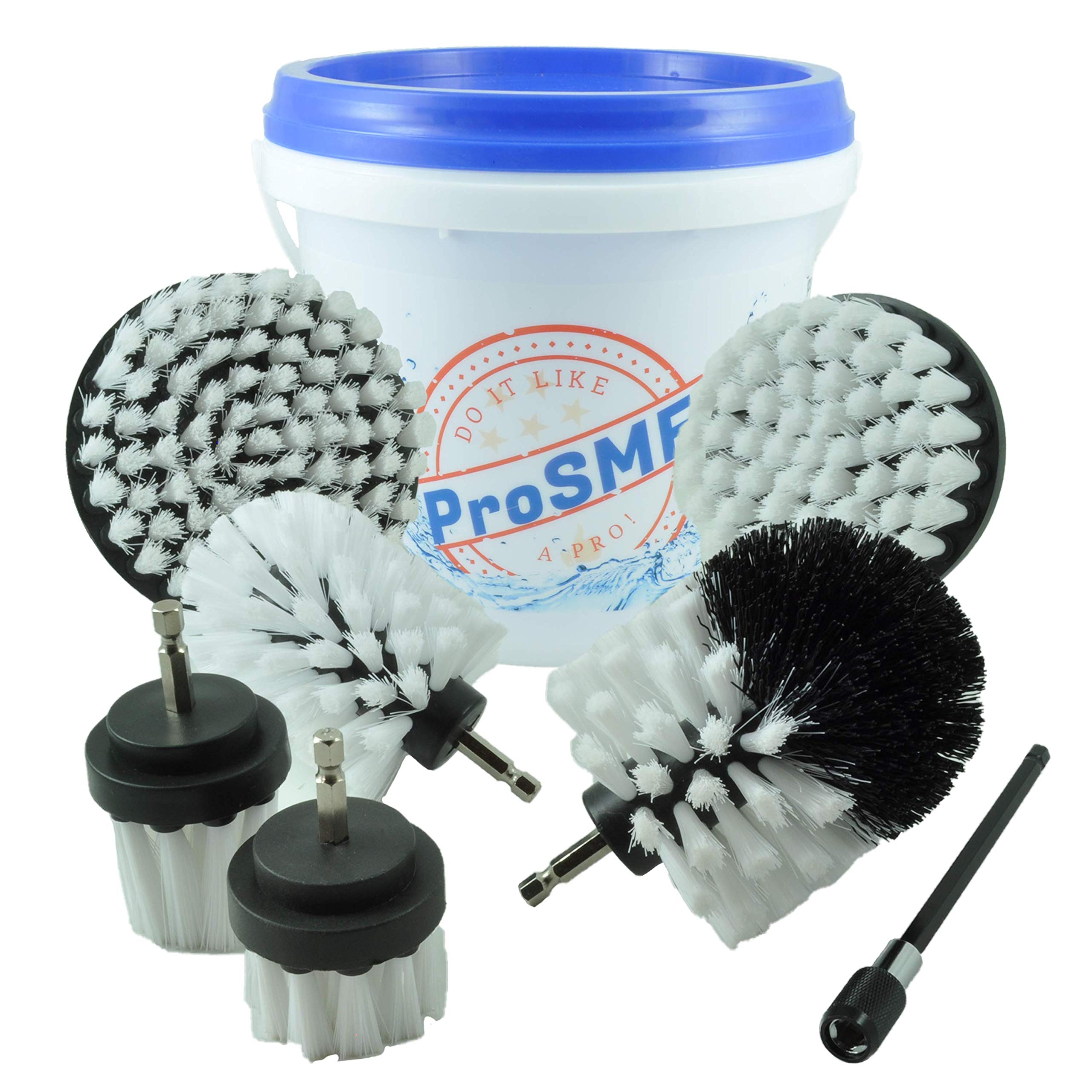 Drill Brush Set Car Detailing - Scrub Brush for Drill - Power Scrubber Drill Brush Attachments - Tires - Wheel - Rim - Glass - Carpet - Upholstery - Automotive - Detail - Soft White Bristles