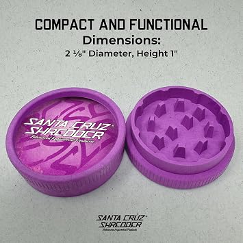 Santa Cruz Shredder Grinder for Herbs Knurled Top for Stronger Grip 2-Piece Medium 2.2 (Purple)