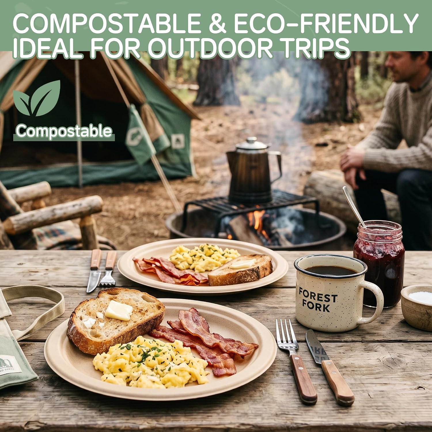 10 Inch [125 Pack] Compostable Paper Plates