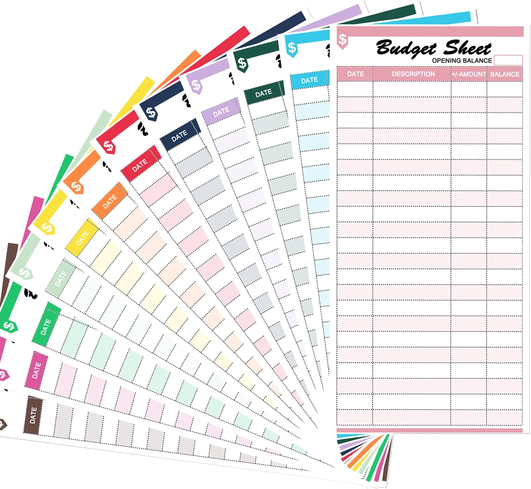 Homtable 120 Pieces Expense Tracker Budget Sheets Money Trackers for Cash Budget Binder Envelopes Inserts and Budget Planner(6.42 x 3.15 inches) (Multicolored)