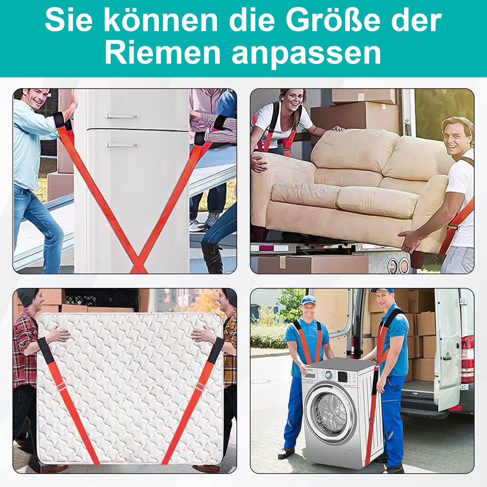 Kottwca Tragegurte Umzug 2 Personen Kit für den Umzug von Möbeln & Geräten, Tragfähigkeit 400 kg,Tragegurt für Möbel Umzugshelfer mit Rutschfesten Handschuhen, Einfaches Heben, Tragen, Möbeltragegurt