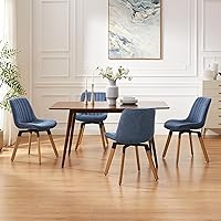 Vista 6 de Art Leon Swivel Dining Chairs Set of 2, Mid Century Modern Kitchen Dining Room Chairs, Upholstered Fabric Armless Side Chair with Wood Legs for