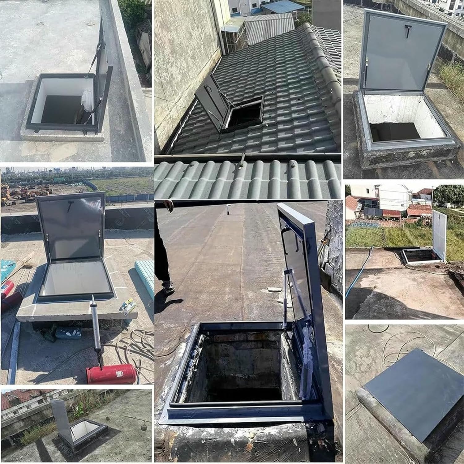 Galvanized Powder Coated Steel Roof Hatch, Roof Access Hatch, Roof Skylight, Roof Maintenance Hatch Cover, Deck Installation Roof Window