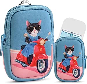 Cat Hand Sanitizer Holder Pouch - Cute Zippered Case With Snap Hook For 1oz Spray Bottles
