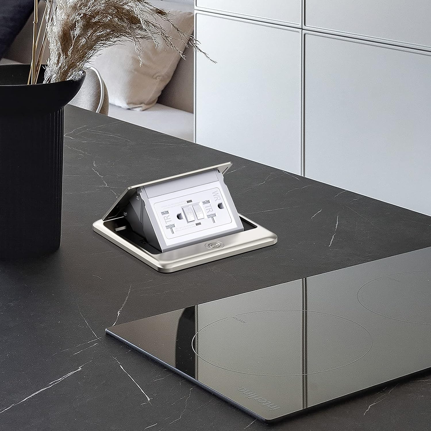 Pop Up Floor Electrical Outlet with 20 Amp Stainless Steel GFCI Tamper Receptacle Outlet, Corrosive Resistant Hardware，ETL Listed，(Stainless Steel Color) image 4