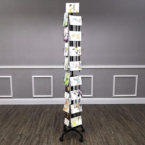 Miniatura 2 de FixtureDisplays® Estante de exhibición de 32 bolsillos ajustables de 5 x 7 pulgadas, 7 x 5 pulgadas de hasta 8.5 pulgadas de ancho x 8 pulgadas de