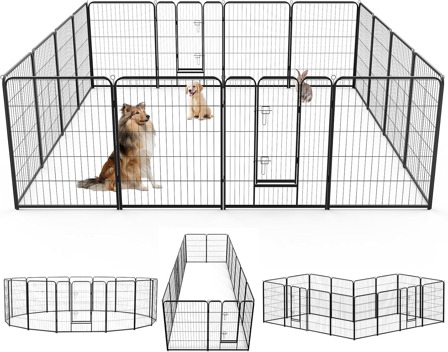 NEWBULIG Dog Playpen for Indoor 40 Inch 6 Panels - Portable Heavy Duty Metal Pet Exercise Pen with Door, Foldable Small Medium Large Dog Puppy Playpen Fence for Outdoor RV, Camping, Yard, Garden