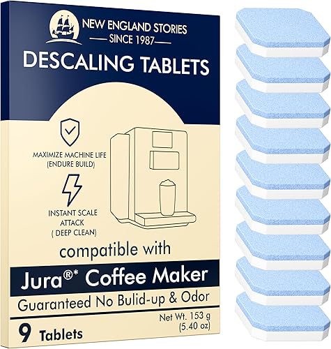 Tabletas descalcificadoras compatibles con Jura (paquete de 9)  Potente removedor de cal y calcio para máquinas de café  Previene obstrucciones,