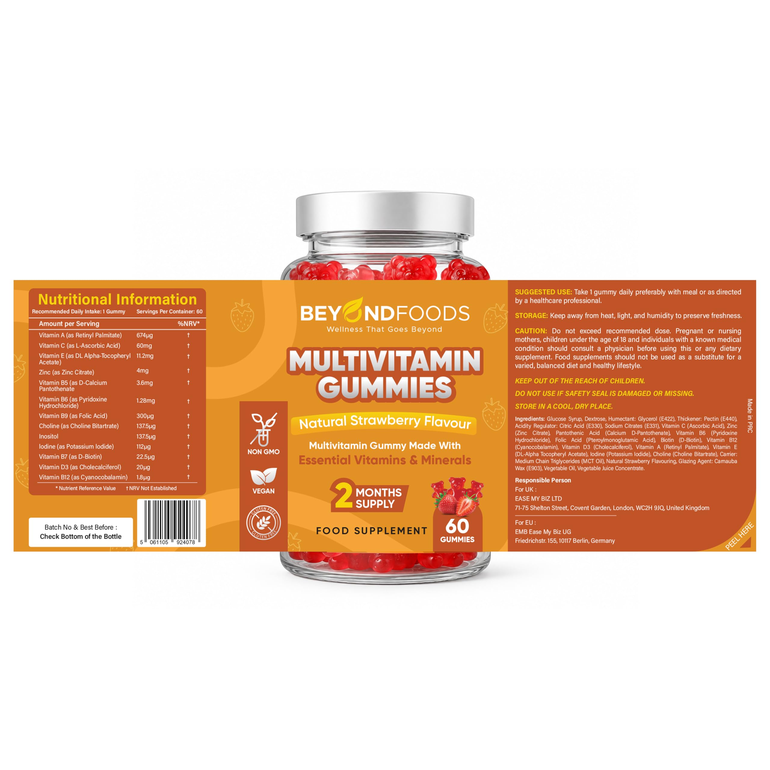 Multivitamin-Gummibärchen für Erwachsene – 60 Stück