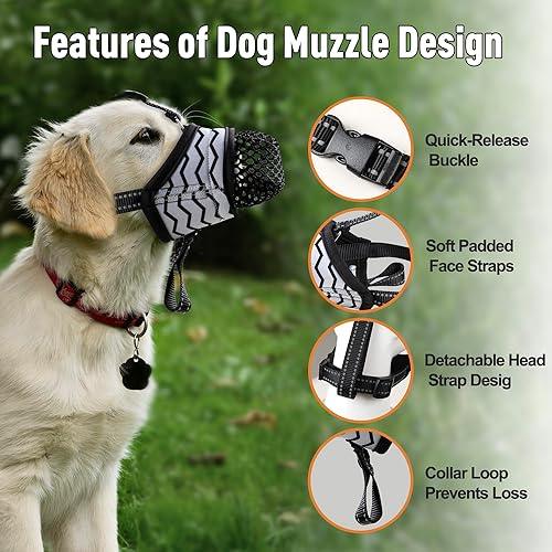 Miniatura 3 de Paw Legend Bozal para perros grandes, medianos y pequeños, bozal suave para perros, protector bucal para evitar ladridos, mordeduras, cubierta bucal