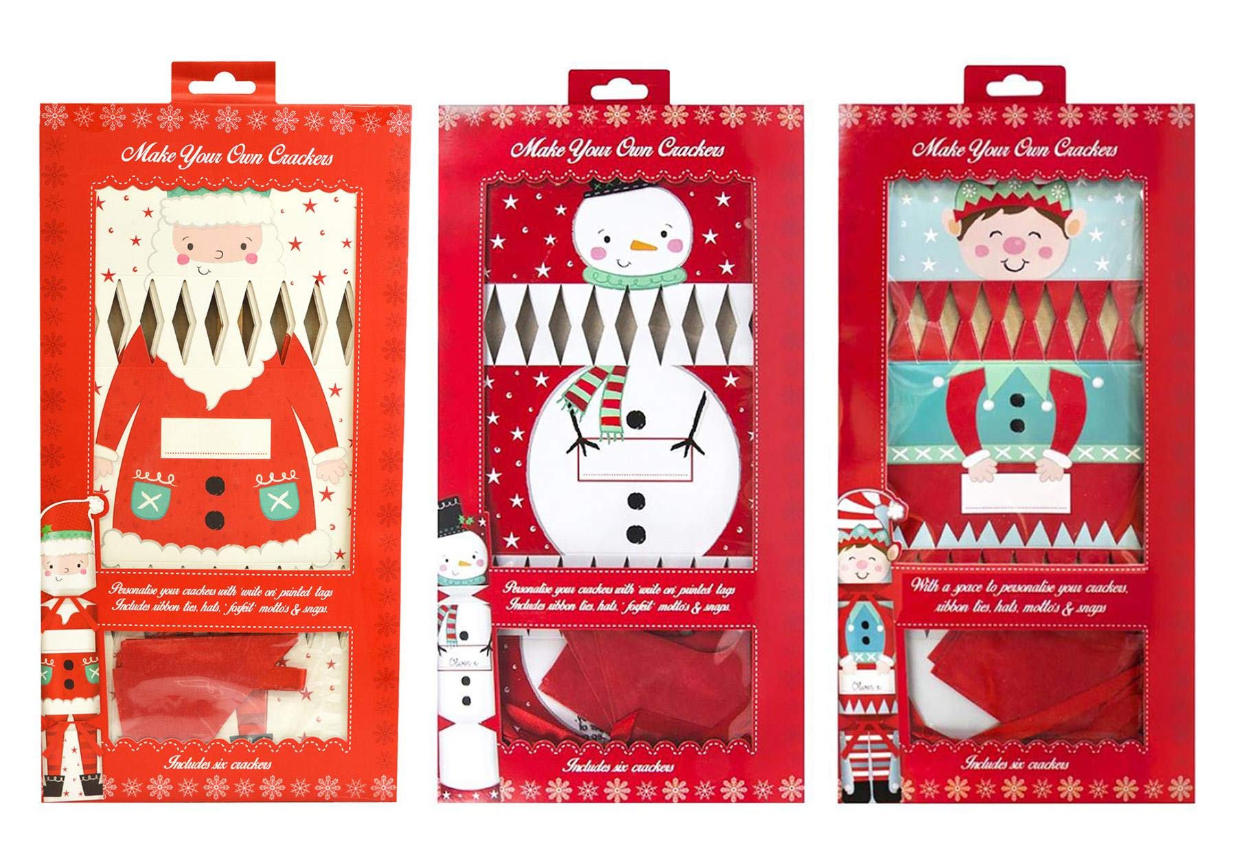 Yöl Multicoloured Make Your Own Christmas Crackers 18Pcs Diy Kit Xmas Santa Elf Snowman Empty