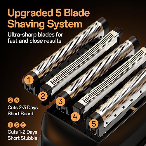 Miniatura 2 de Maglev - Afeitadora eléctrica para hombres, mini maquinilla de afeitar de 5 hojas para barba facial húmeda y seca, afeitado inalámbrico de seguridad