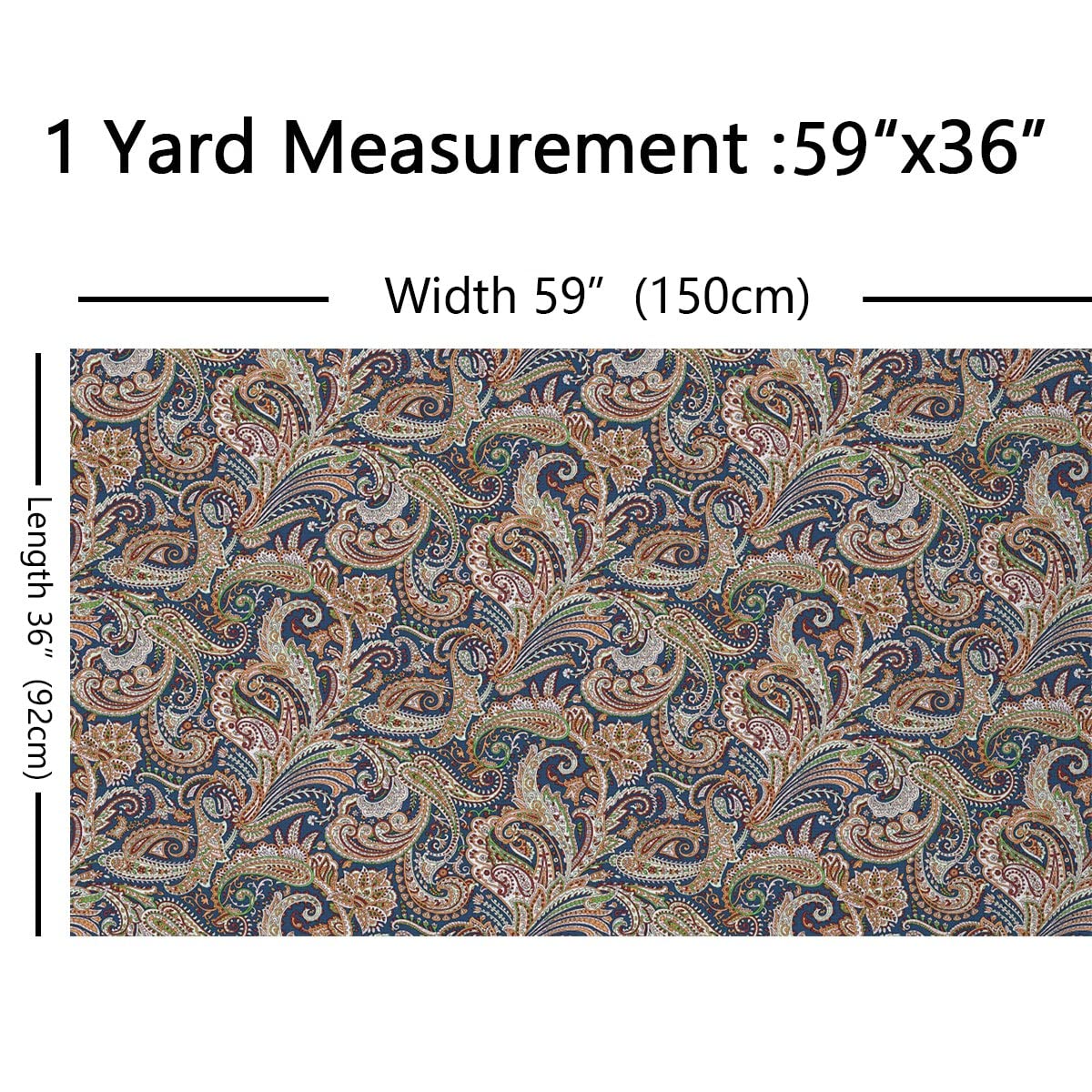 Tela de cachemira de The Yard, tela bohemia de tapicería floral étnica para sillas de sofá, tela exótica bohemia vintage para exteriores, impermeable, tela de estilo indio, 3 yardas, (largo 276 x anc
