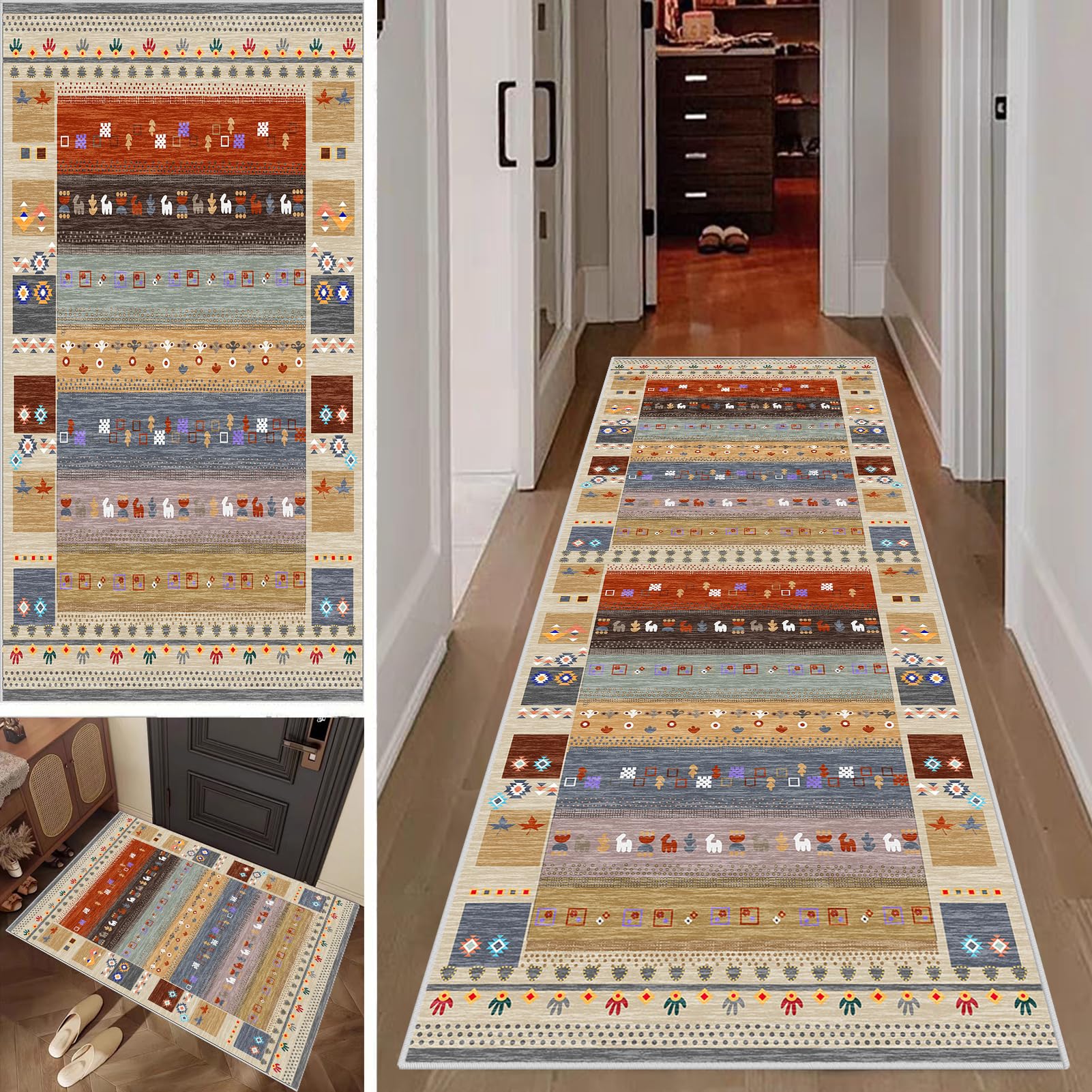 SUNMME Non Slip Kitchen Runner Rugs Carpet Runners for Hallway Machine Washable Hall Runner Narrow Rug Absorbent Area Rug Door Mats Runner Rug for Hallway Living Room Entryway 90 x 220 cm