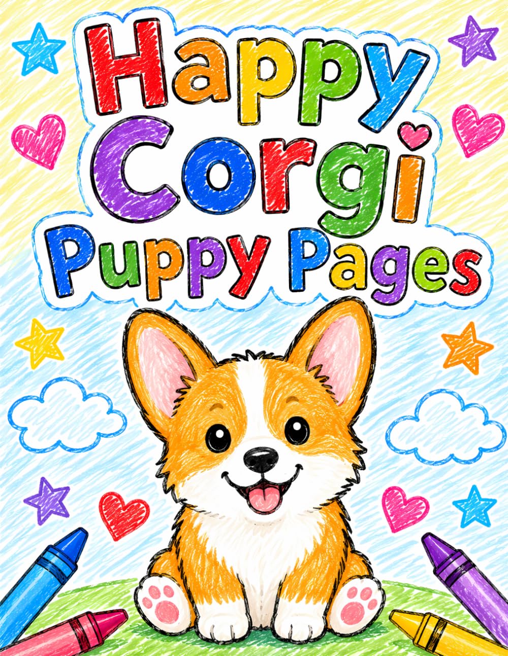 Happy Corgi Puppy Pages: 40 Easy and Cute Corgi Puppy Coloring Pages for Kids