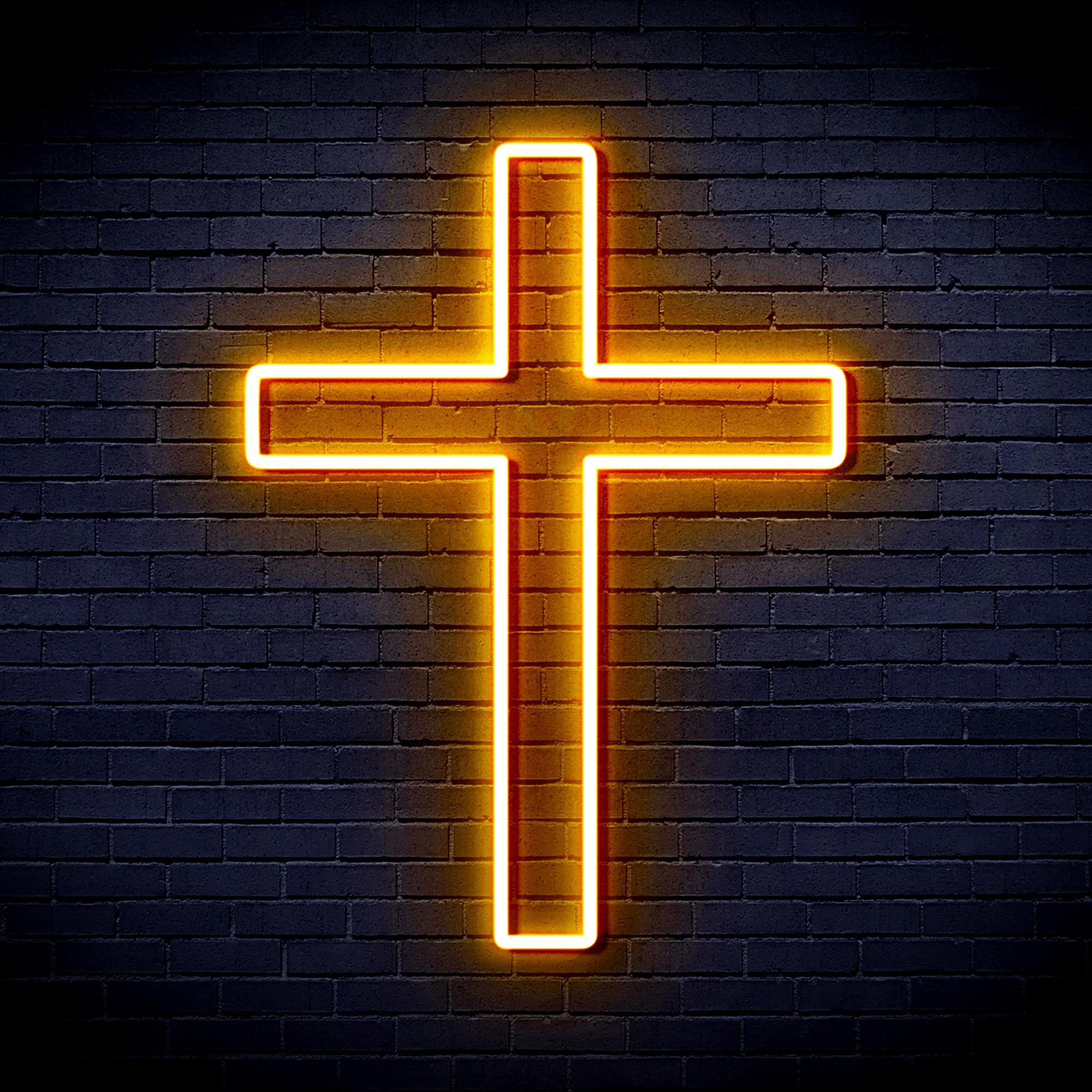 AdvPro Cross Jesus Home Decoration Flex Silicone LED Neon Sign - Golden - st16s33-fnu0059-e
