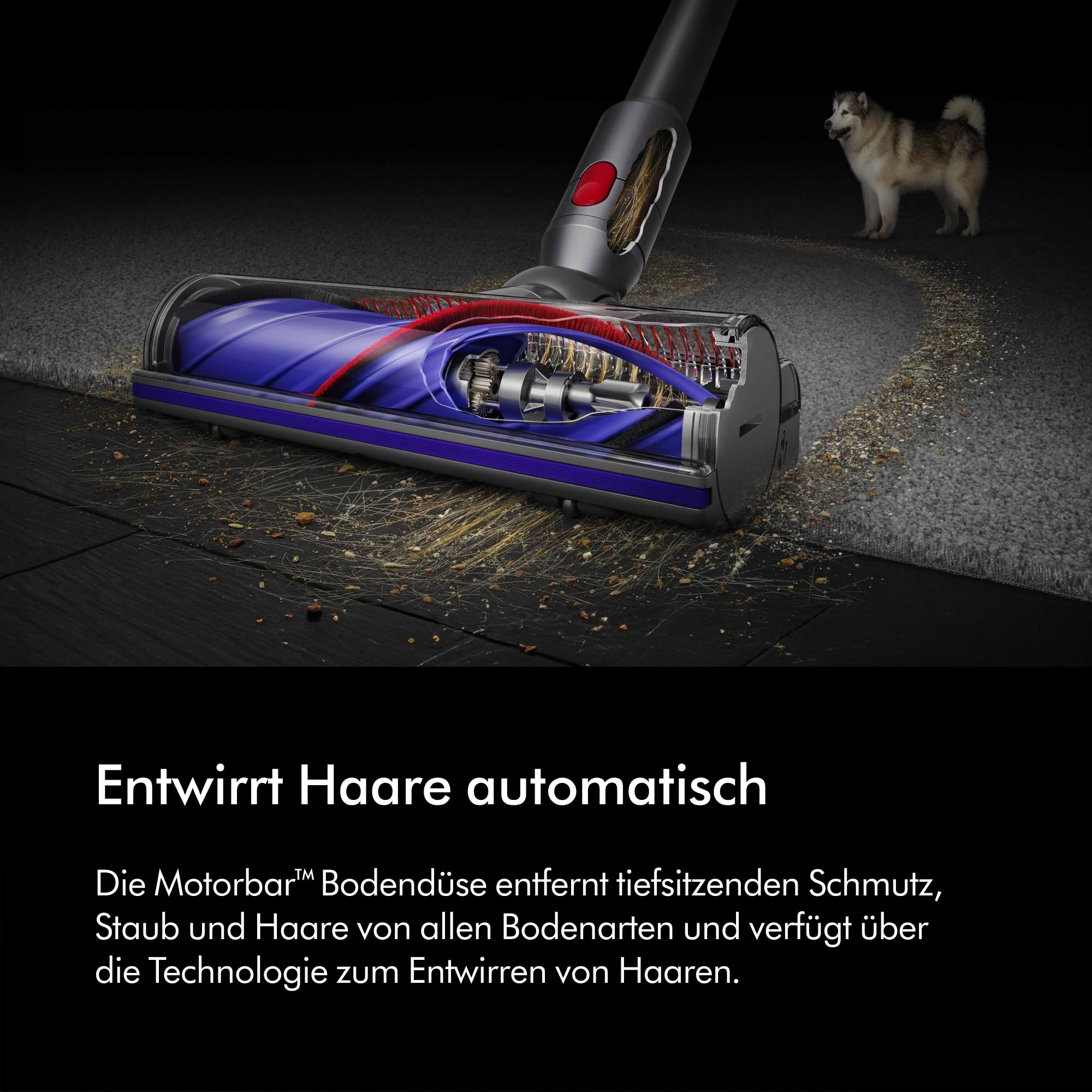 Dyson V8 Absolute Kabelloser Staubsauger, 115 AW, bis zu 40 Min Laufzeit, Motorbar mit Haarentwirrungstechnologie, entfernt Tierhaare, Fluffy Bodendüse, Hand- und Bodenstaubsauger