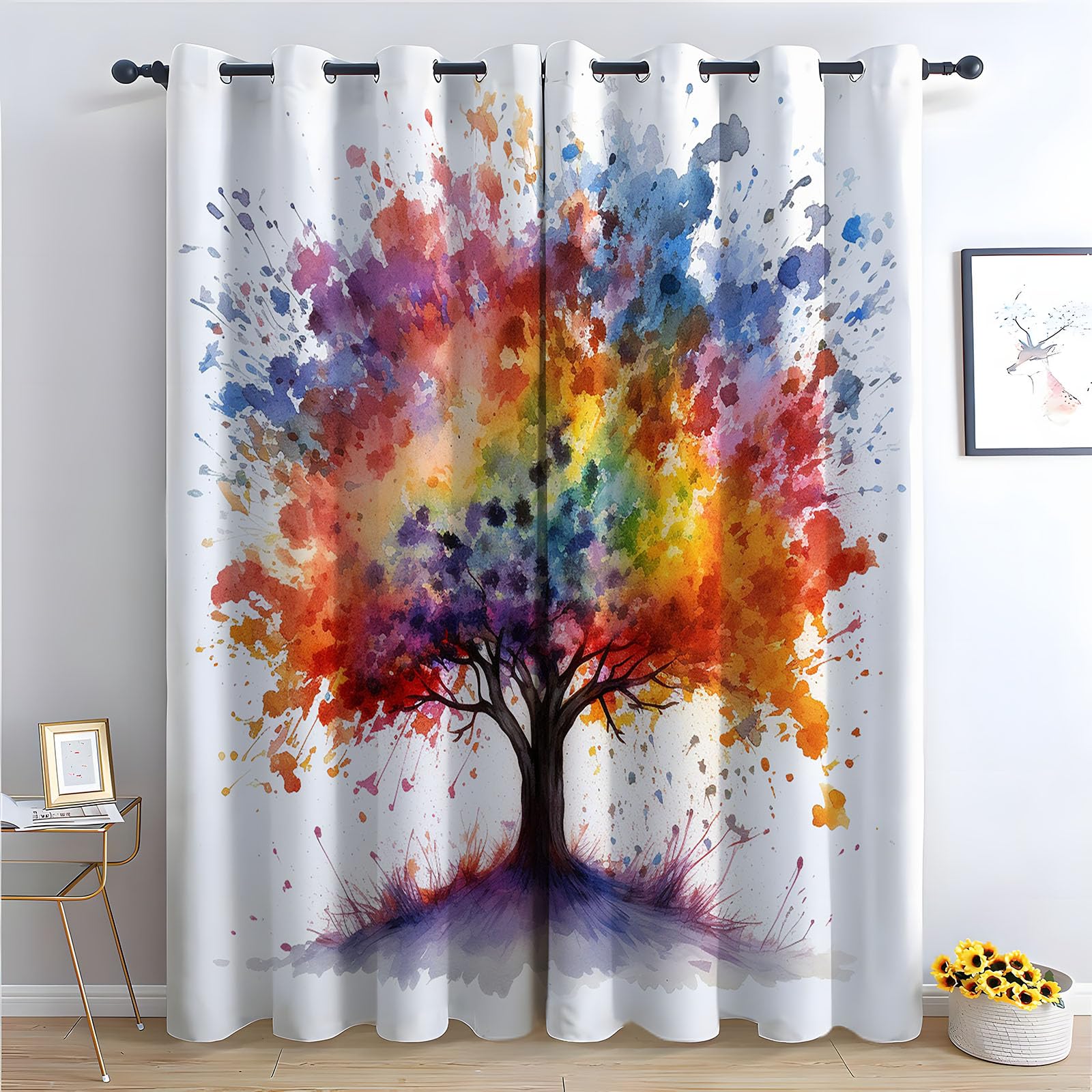 Rideau opaque aquarelle isolant et occultant pour obscurcir le salon