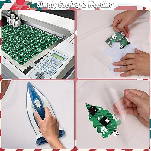 Miniatura 3 de Paquete de 20 unidades de vinilo de transferencia de calor de Navidad para Cricut, 12 x 10 pulgadas, lámina de vinilo con estampado de leopardo,