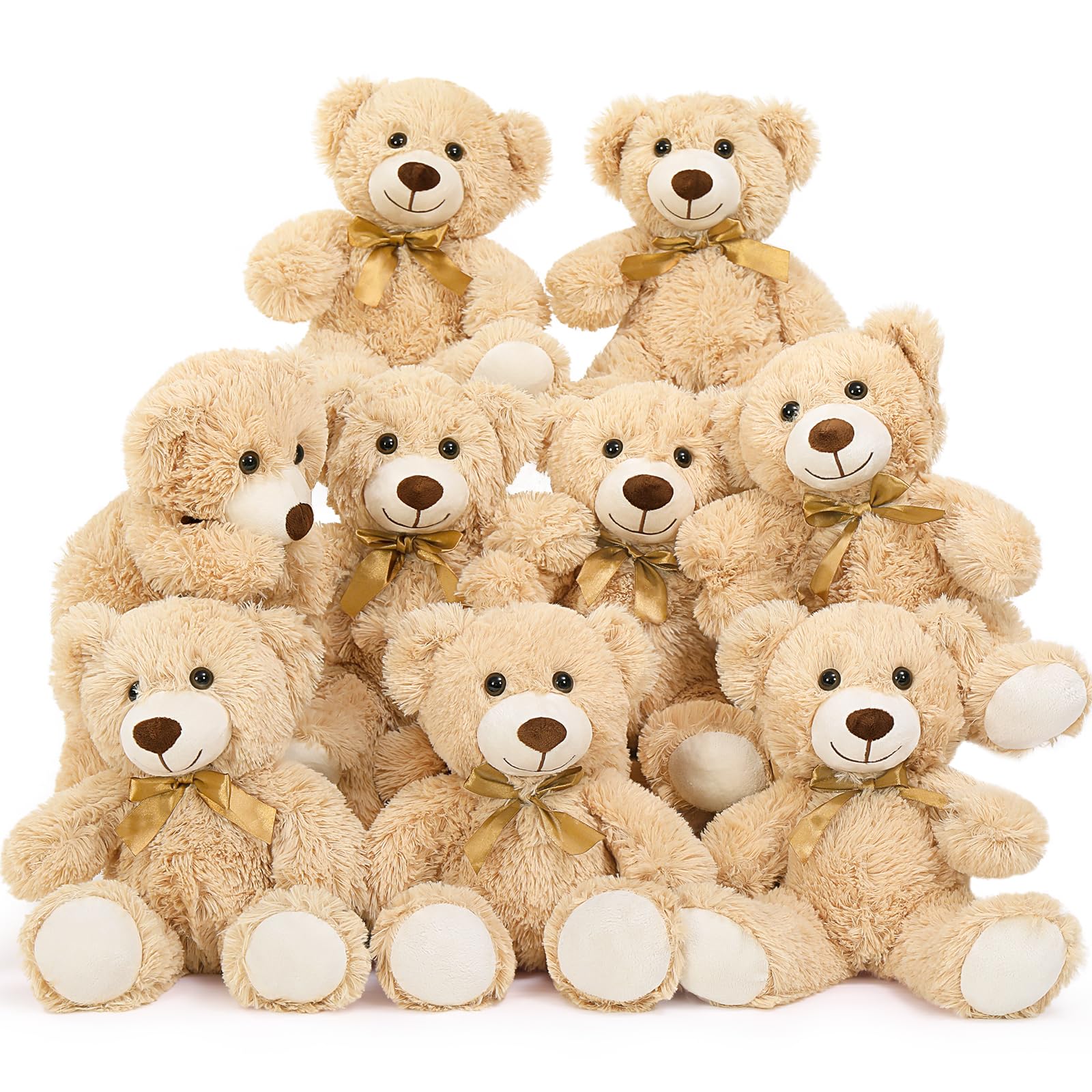 MaoGoLan 9 Pack Teddy Bears Bulk for Baby Shower, 14" Small Teddy Bear Plush Toy, Cute Stuffed Bears Bulk for Kids Girlfriend, Wholesale Small Bear for Wedding,Birthday,Christmas, Party Decorations