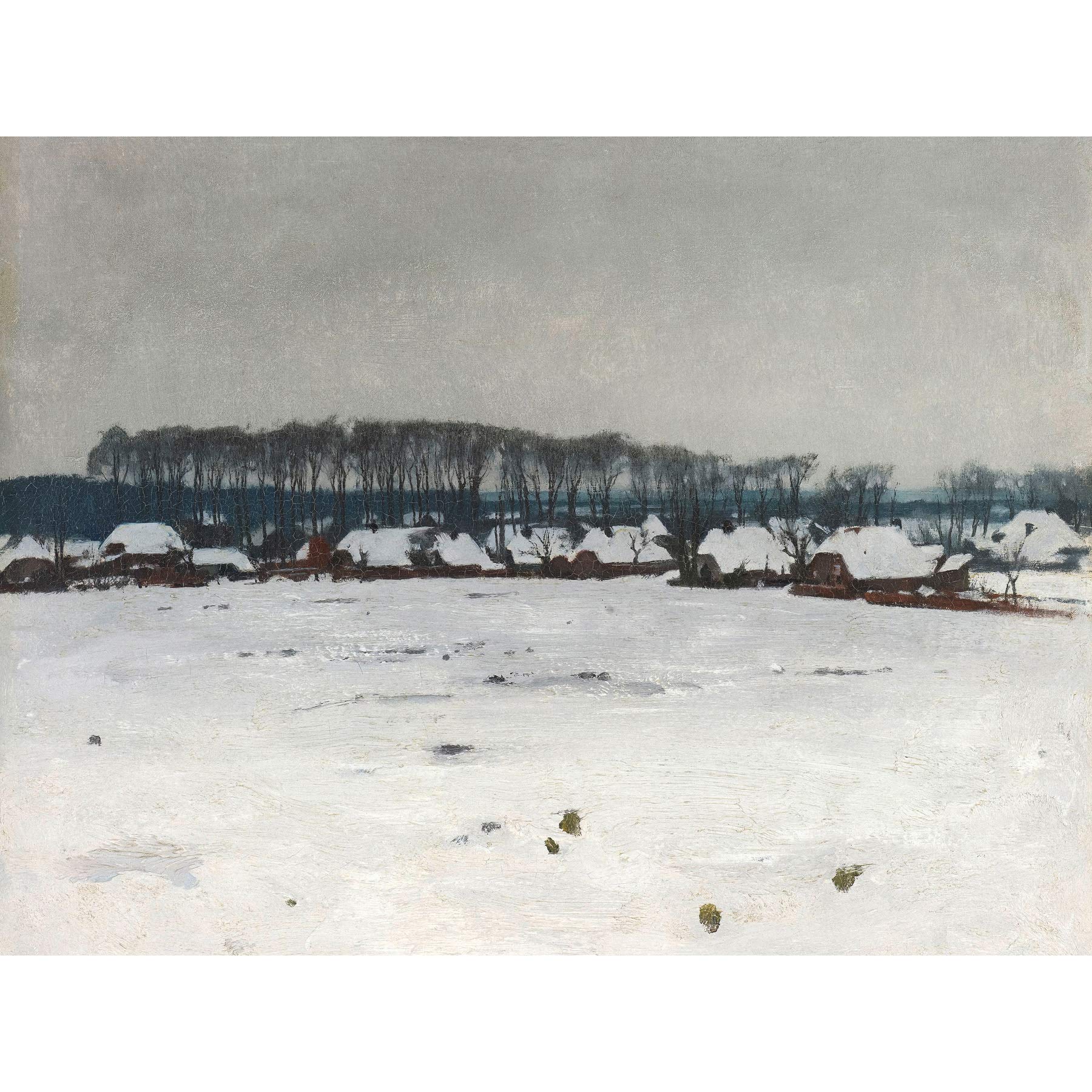 Artery8 Van Ruisdael Winter Landscape Snow Trees Painting Premium Wall Art Canvas Print 18X24 Inch