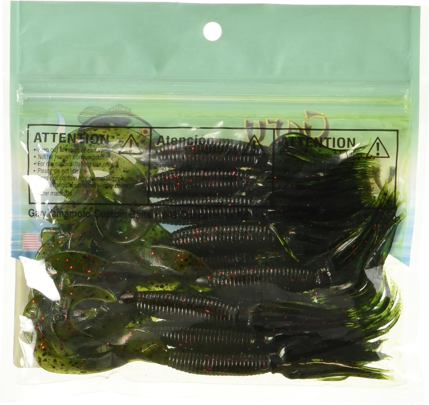 Yamamoto 5" Double Tail Hula Grub - Realistic Easy-to-Use Soft Plastic Fishing Lure Bait with Free-Flowing Skirt - 10 Pack