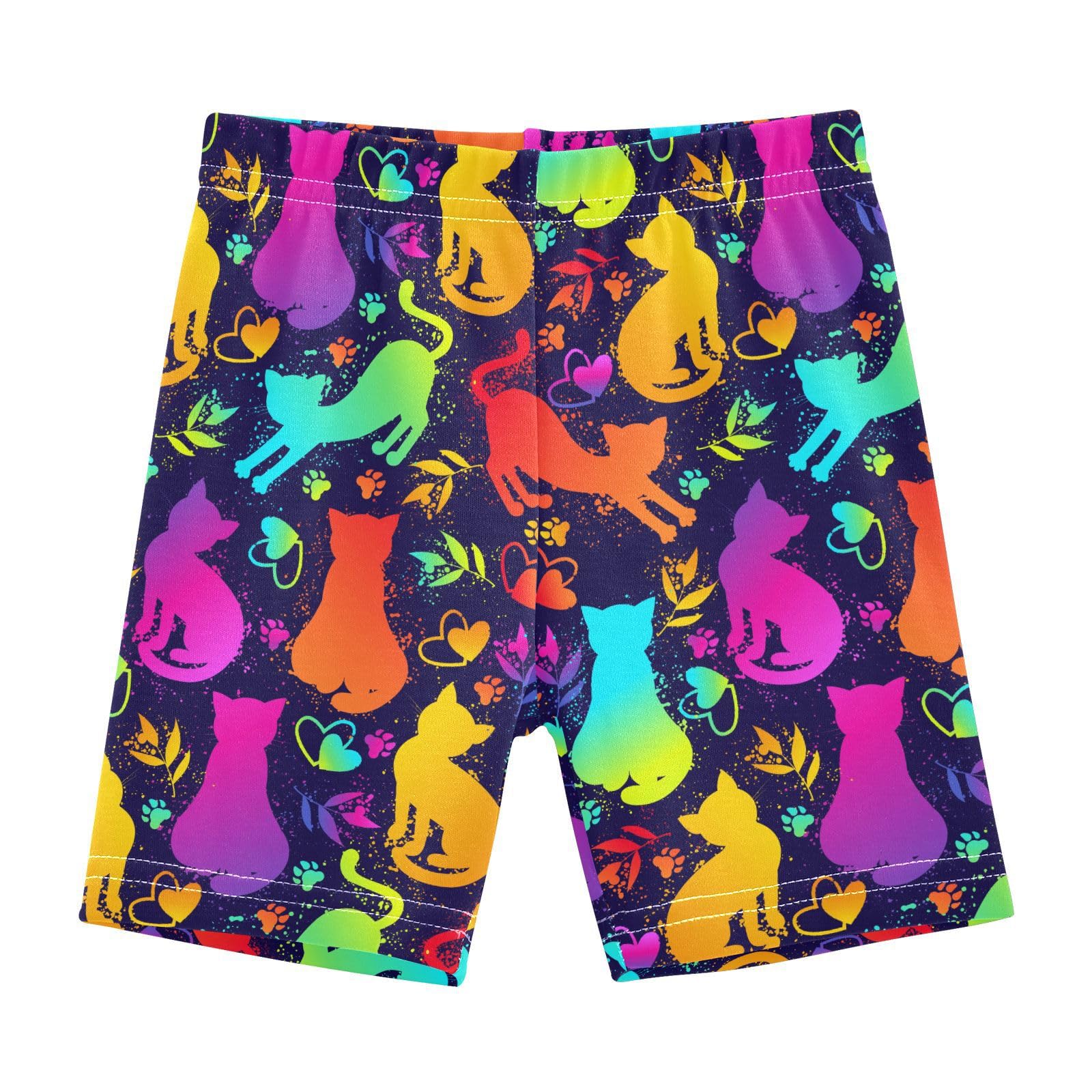 JHKKU Girls Bright Neon Cats Shorts Cotton Cartwheel Bike Kids Biker Under Dress Dance Short Girl Clothes 4T