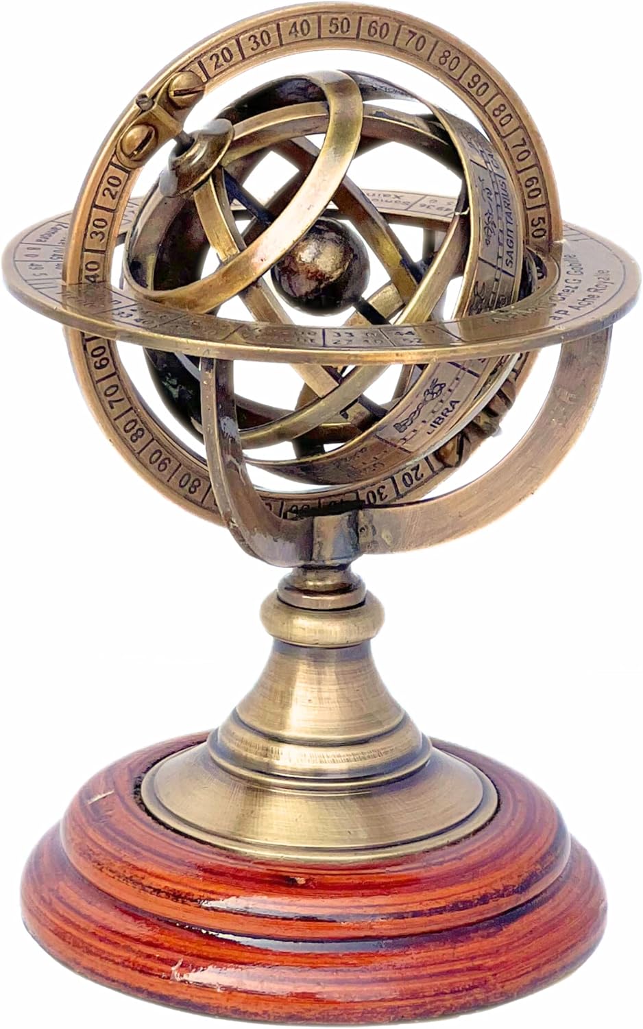 collectiblesBuy Handmade Brass Armillary Sphere Globe Clock Spherical Astrolabe Vintage Compass Handmade Nautical Decor for Office Desk & Home Decoration